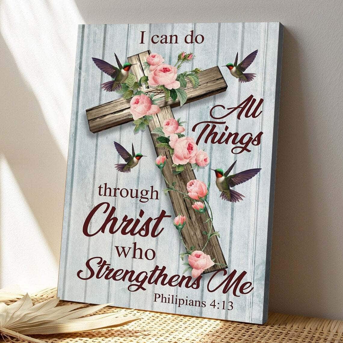 Bible Verse Philippians 413 With Flower Cross Scripture Canvas Print Bible Verse Philippians 413 With Flower Cross Scripture Canvas Print