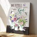 Bible Verse Psalm 4610 Floral Hummingbird Scripture Canvas Print