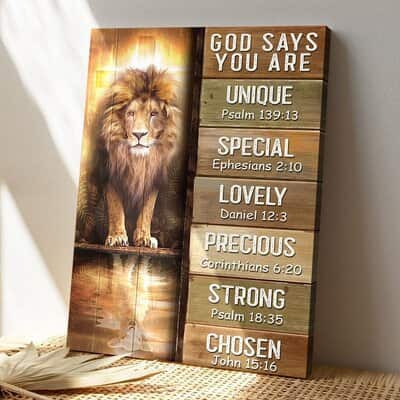 Christian Amazing Lion God Says You Are Bible Verse Canvas Print