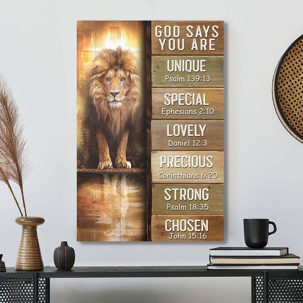 Christian Amazing Lion God Says You Are Bible Verse Canvas Print Christian Amazing Lion God Says You Are Bible Verse Canvas Print