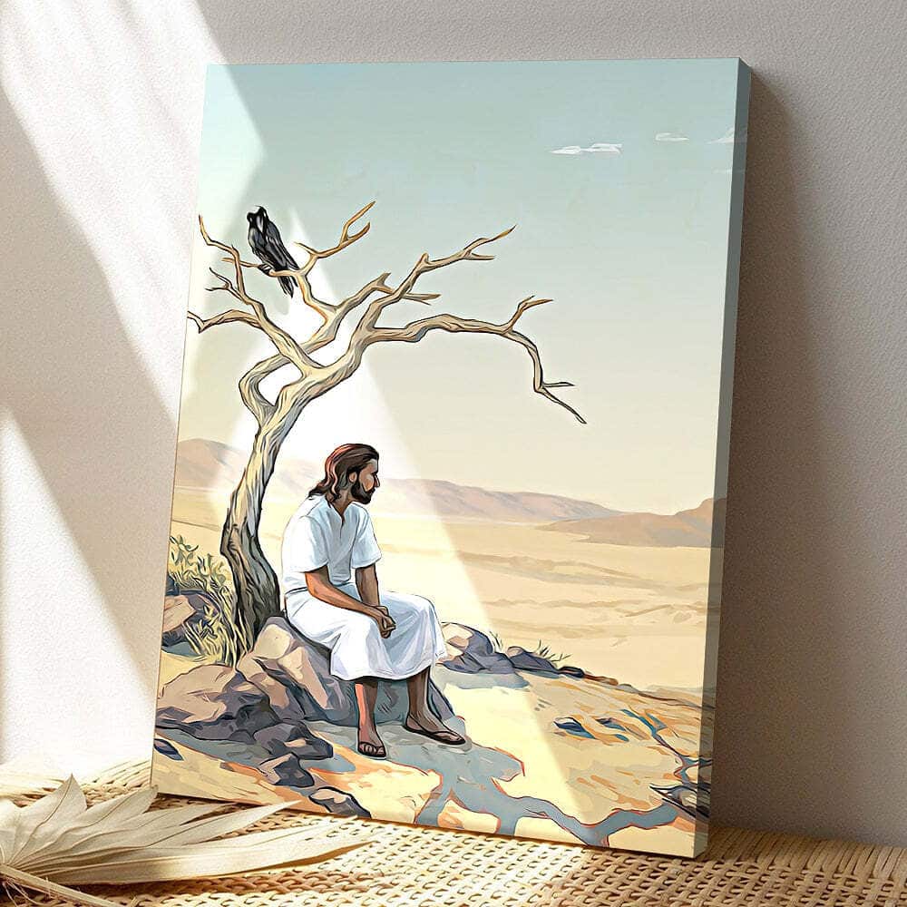 Jesus Sitting Under A Tree Jesus Christian Faith Gift For Christian Canvas Print