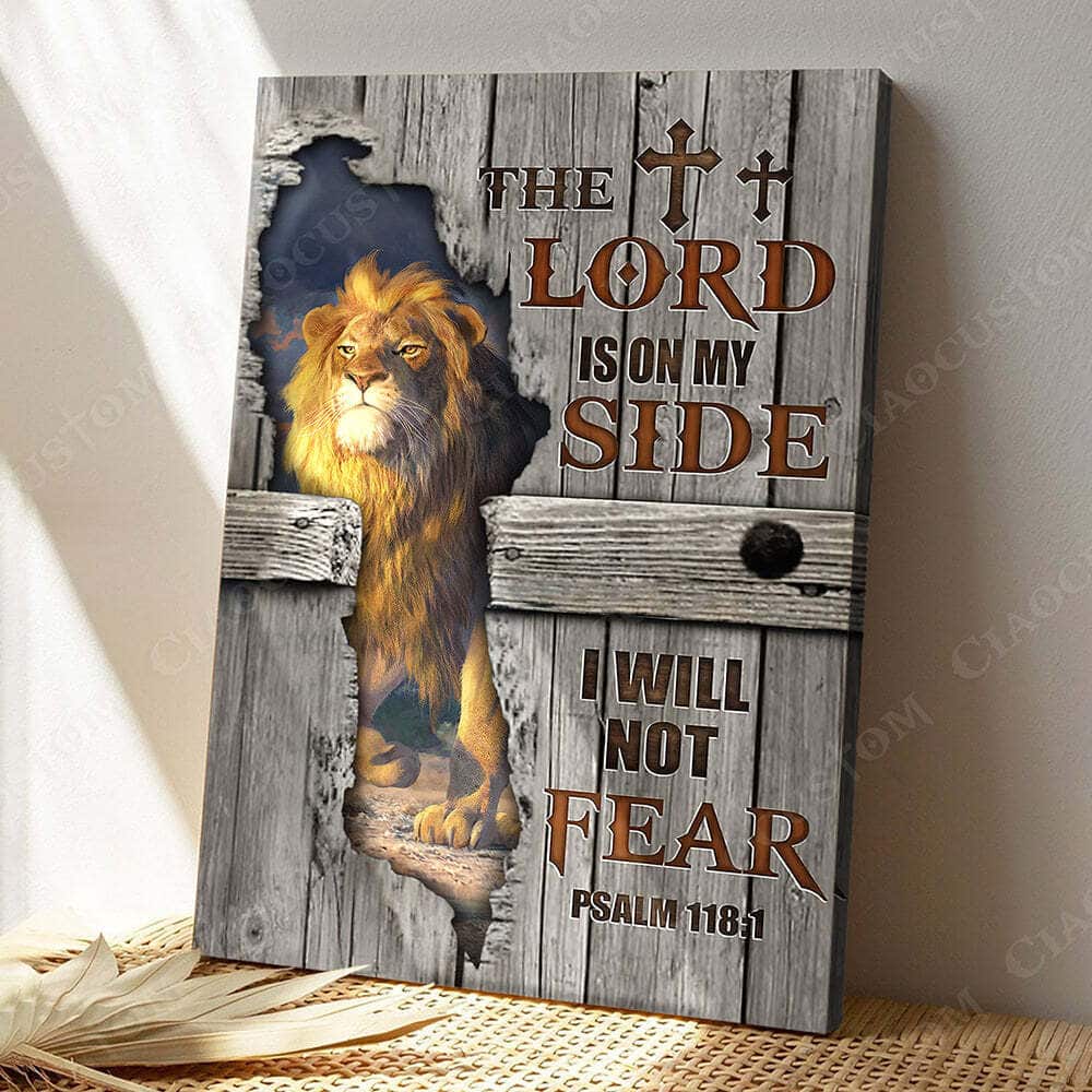 The Lord Is On My Side Lion Christian Gift Jesus Bible Verse Scripture Canvas Print
