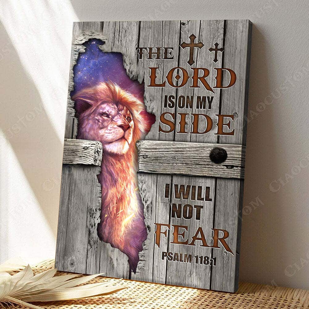 The Lord Is On My Side Faith Lion Christian Gift Jesus Bible Verse Scripture Canvas Print