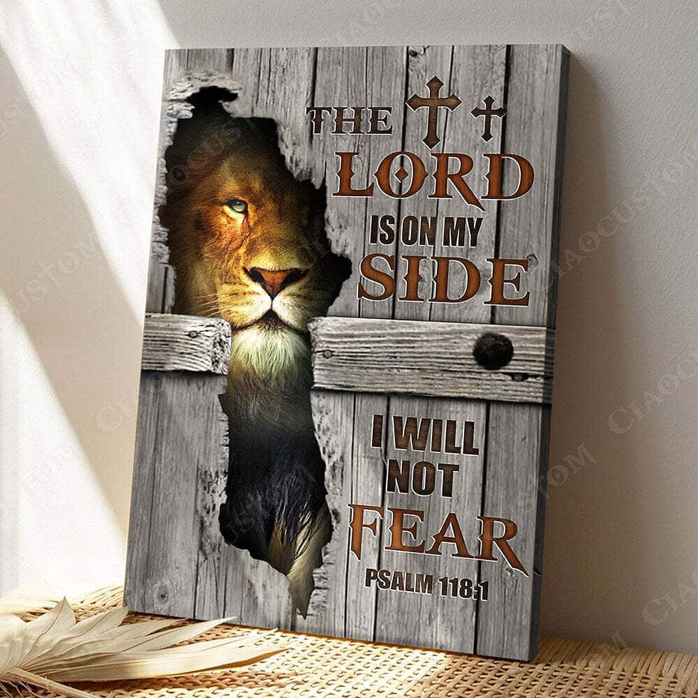 Lion The Lord Is On My Side Christian Gift Jesus Bible Verse Scripture Canvas Print