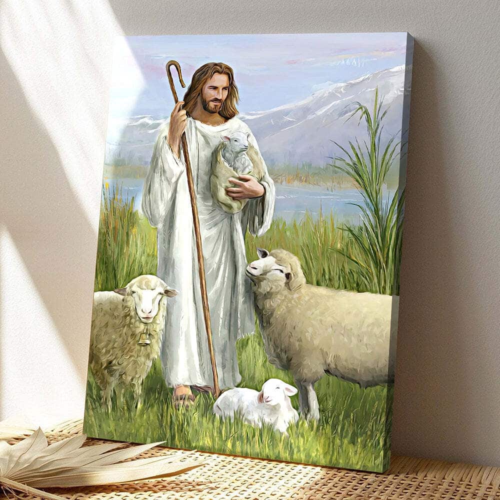Jesus Painting With Lambs Religious Jesus Christ Jesus Bible Verse Scripture Canvas Print