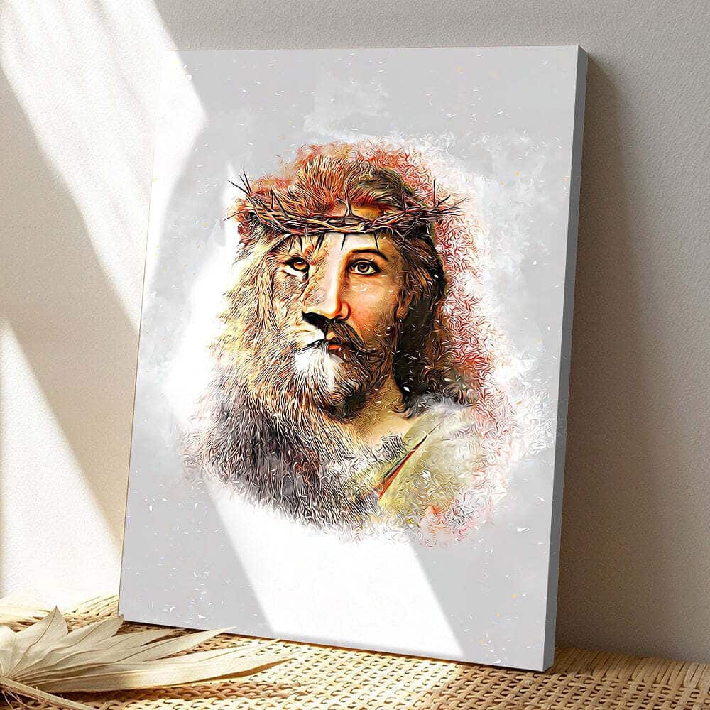 Lion Jesus Christian Faith Gift For Christian Canvas Print