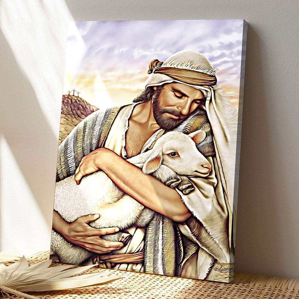 Jesus Christian And Lamb Painting Jesus Christ Jesus Bible Verse Scripture Canvas Print