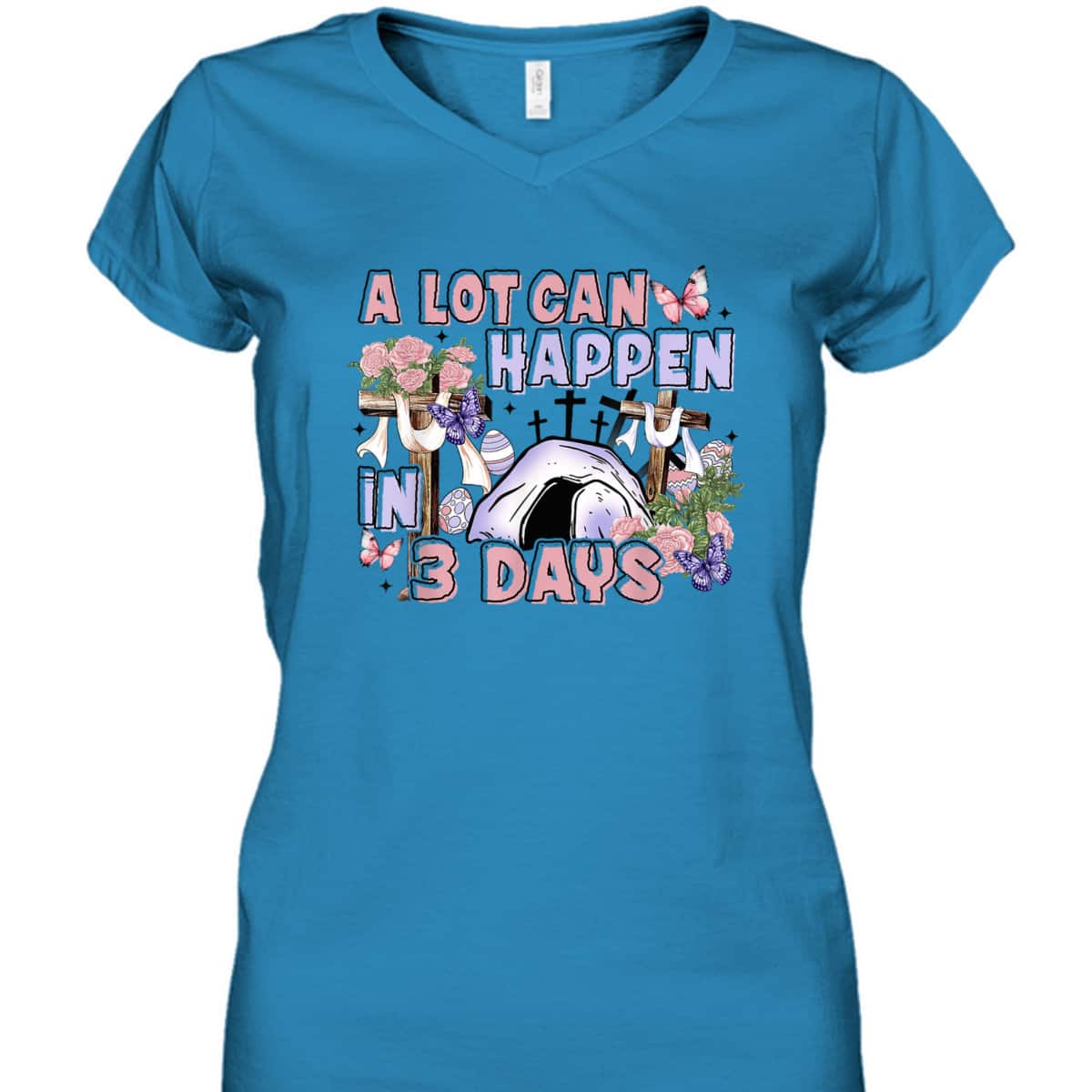 A Lot Can Happen In 3 Days Floral Cross Christian Easter Day T-Shirt A Lot Can Happen In 3 Days Floral Cross Christian Easter Day T-Shirt