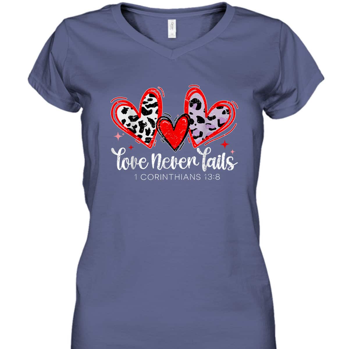 Leopard Heart Love Never Fails Christian Valentine's Day T-Shirt Leopard Heart Love Never Fails Christian Valentine's Day T-Shirt