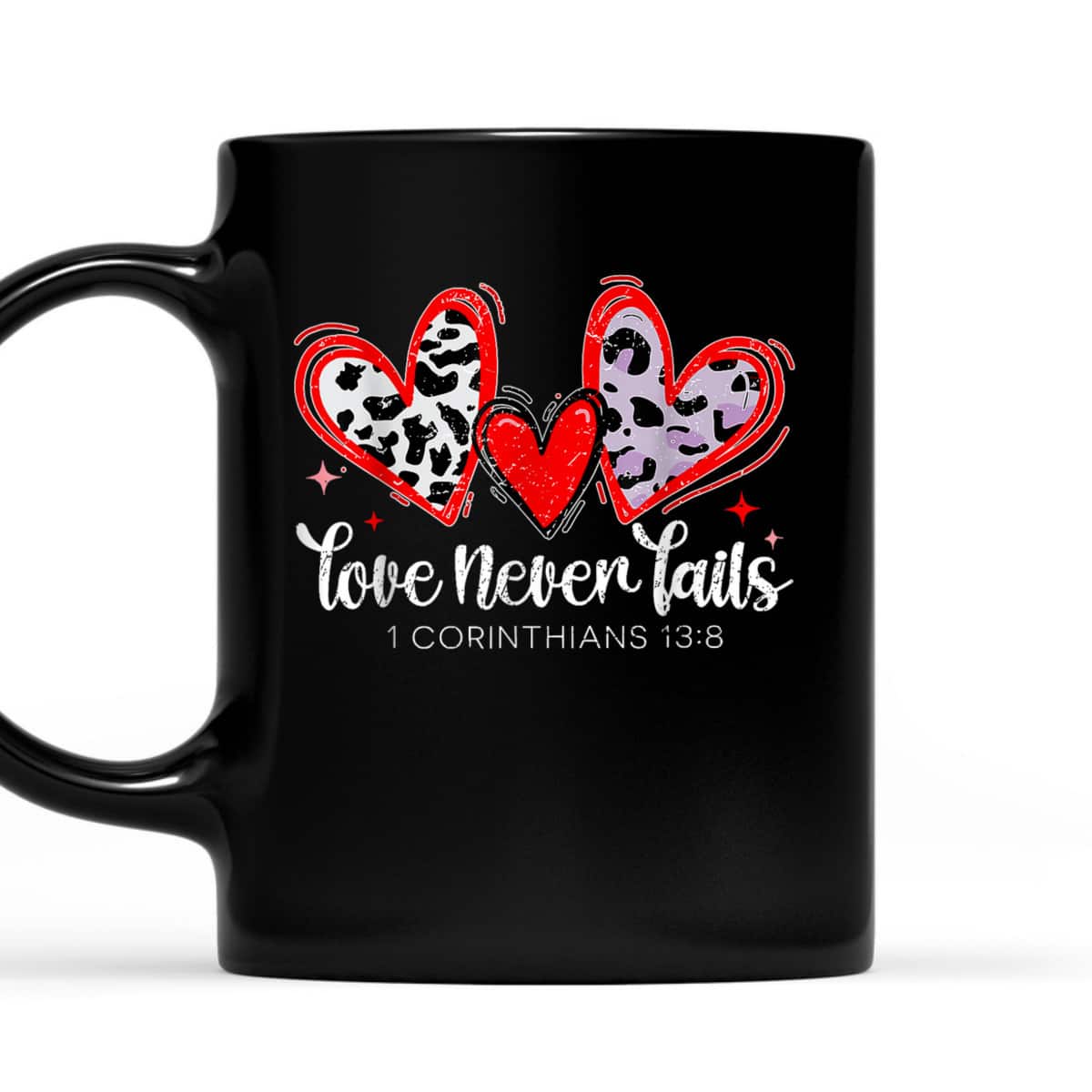 Leopard Heart Love Never Fails Christian Valentine's Day T-Shirt Leopard Heart Love Never Fails Christian Valentine's Day T-Shirt