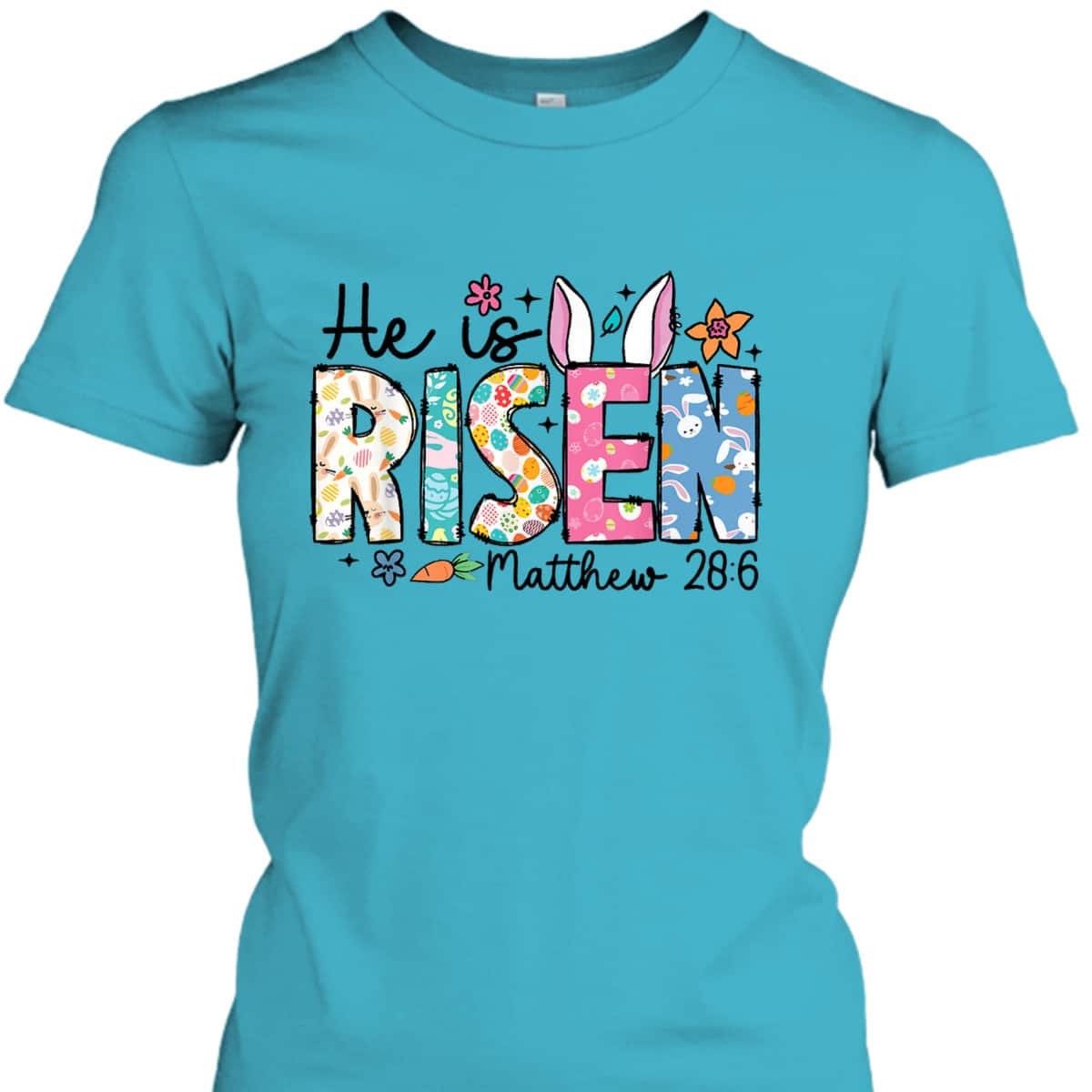 He Is Risen Jesus Christian Happy Easter Floral Wreath T-Shirt He Is Risen Jesus Christian Happy Easter Floral Wreath T-Shirt