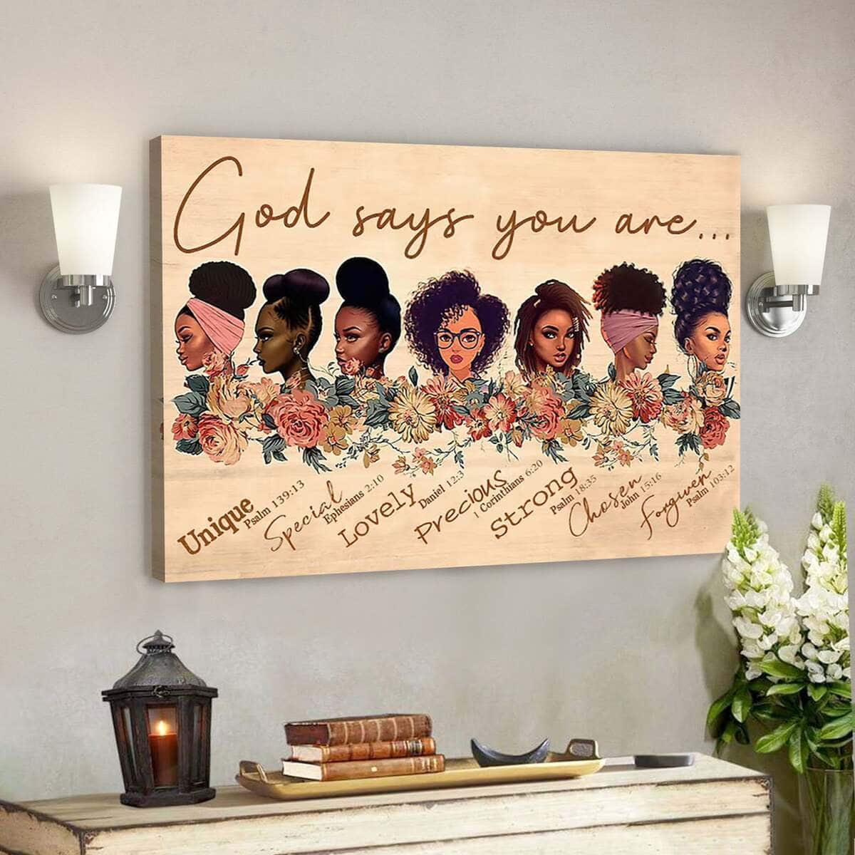 Jesus God Horizontal God Says You Are Black African Women Pride Black Queens Canvas Wall Art Jesus God Horizontal God Says You Are Black African Women Pride Black Queens Canvas Wall Art