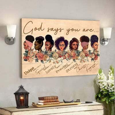 Jesus God Horizontal God Says You Are Black African Women Pride Black Queens Canvas Wall Art