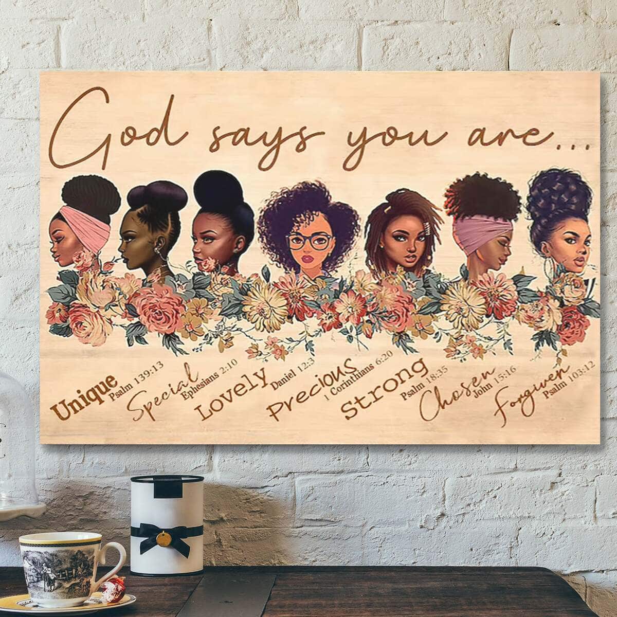 Jesus God Horizontal God Says You Are Black African Women Pride Black Queens Canvas Wall Art Jesus God Horizontal God Says You Are Black African Women Pride Black Queens Canvas Wall Art