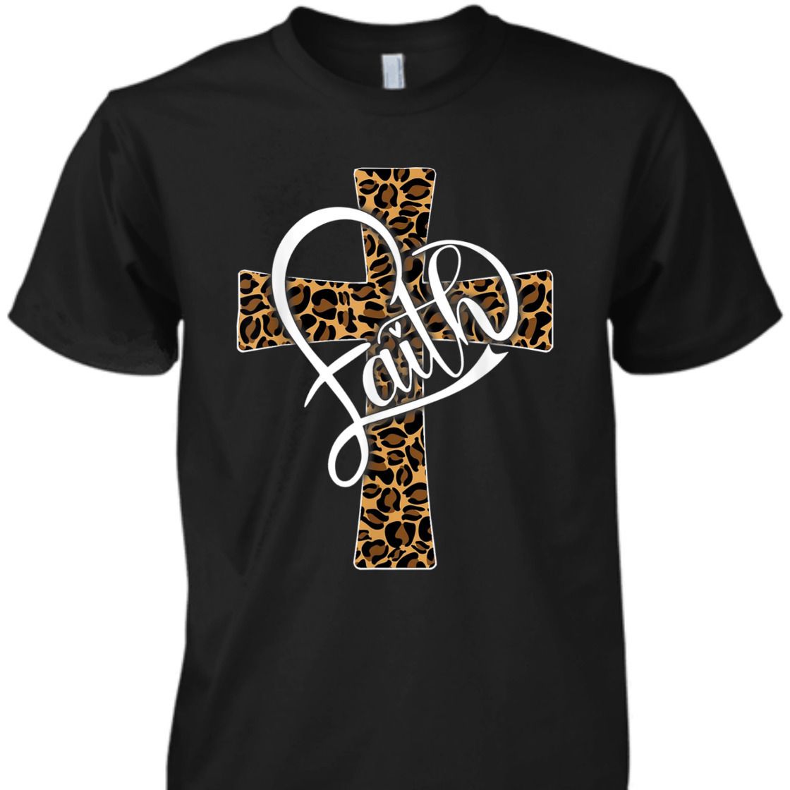 Faith With Leopard Cheetah Christian Cross Perfect T-Shirt For Believers