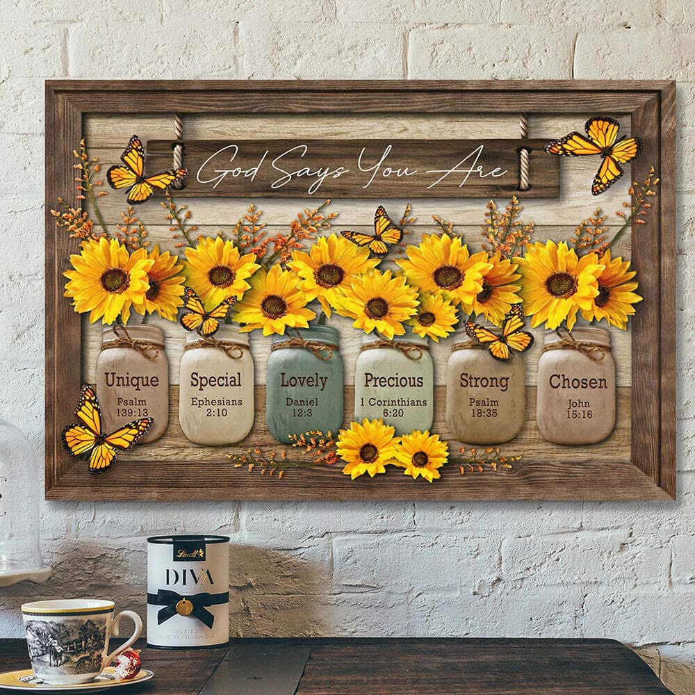 God Say You Are Sunflower Christian Scripture Canvas Wall Art God Say You Are Sunflower Christian Scripture Canvas Wall Art