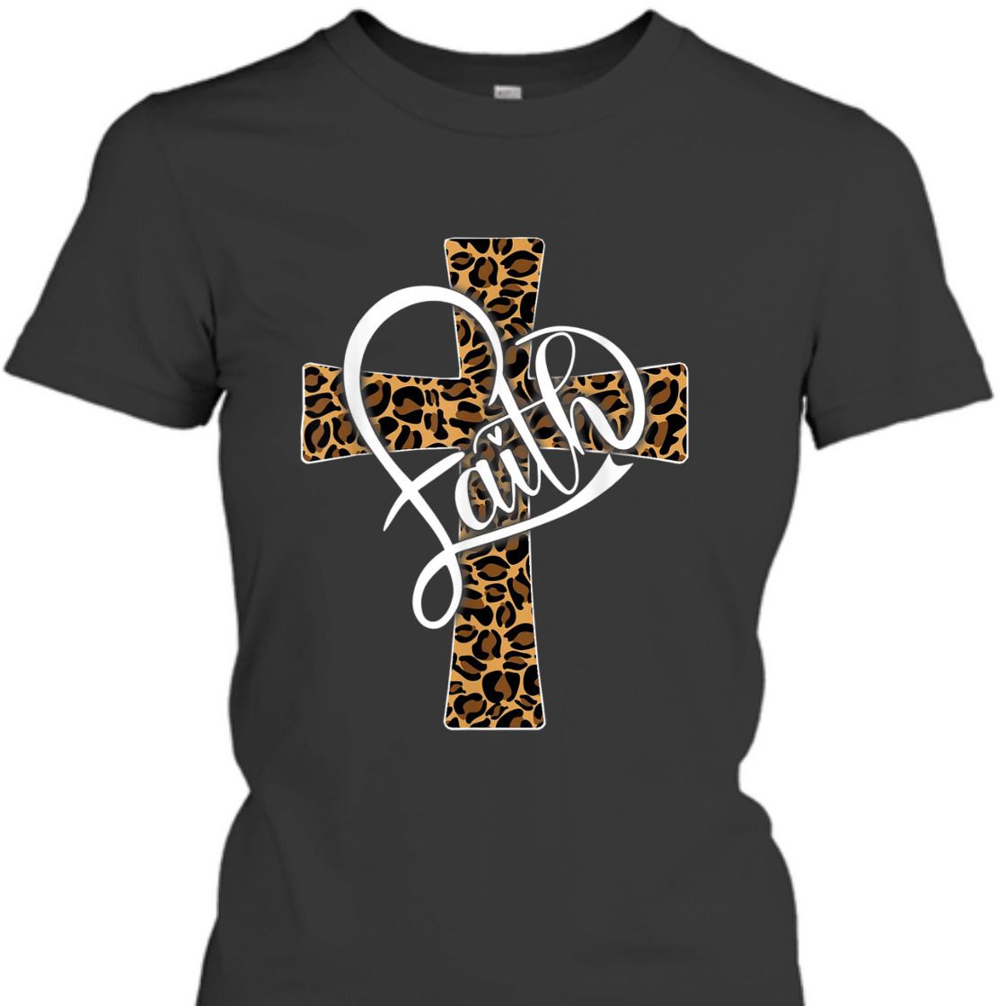 Faith With Leopard Cheetah Christian Cross Perfect T-Shirt For Believers