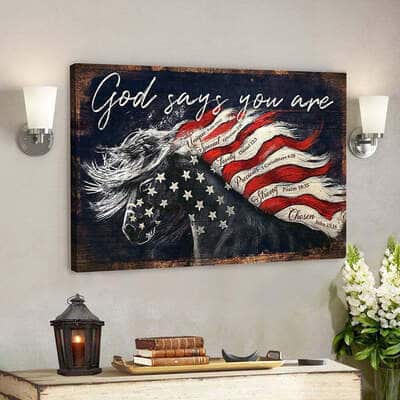 God Jesus Scripture God Says You Are Horse Flag Canvas Wall Art
