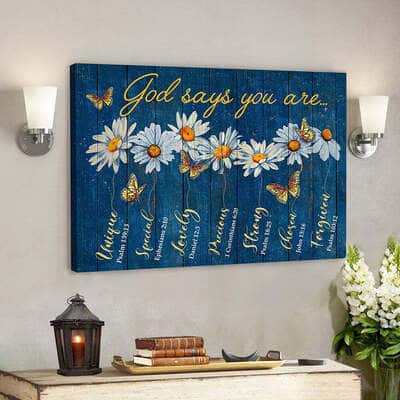 Bible Verse Jesus Scripture God Says You Are Flower Canvas Wall Art