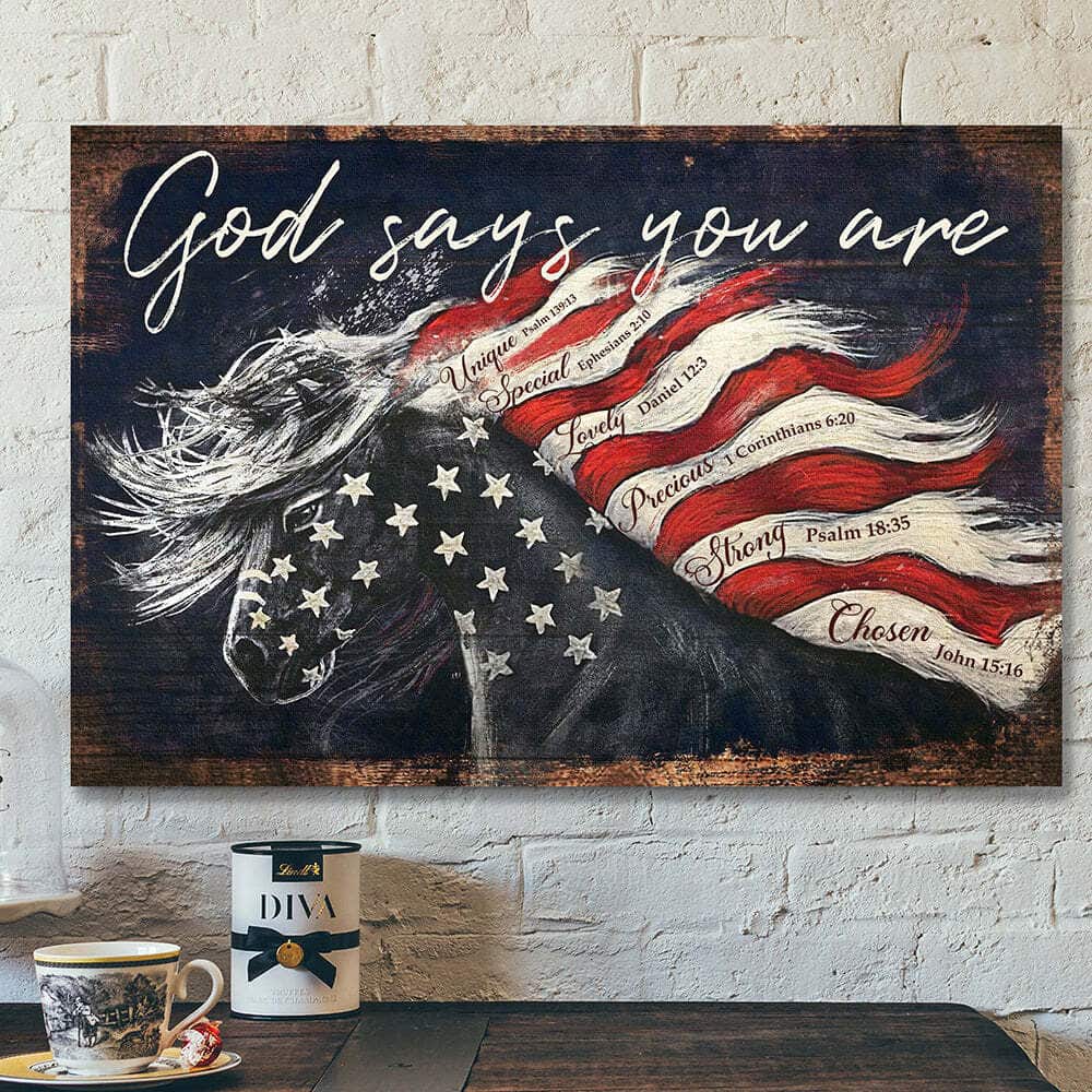 God Jesus Scripture God Says You Are Horse Flag Canvas Wall Art God Jesus Scripture God Says You Are Horse Flag Canvas Wall Art