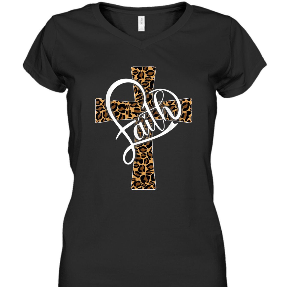 Faith With Leopard Cheetah Christian Cross Perfect T-Shirt For Believers