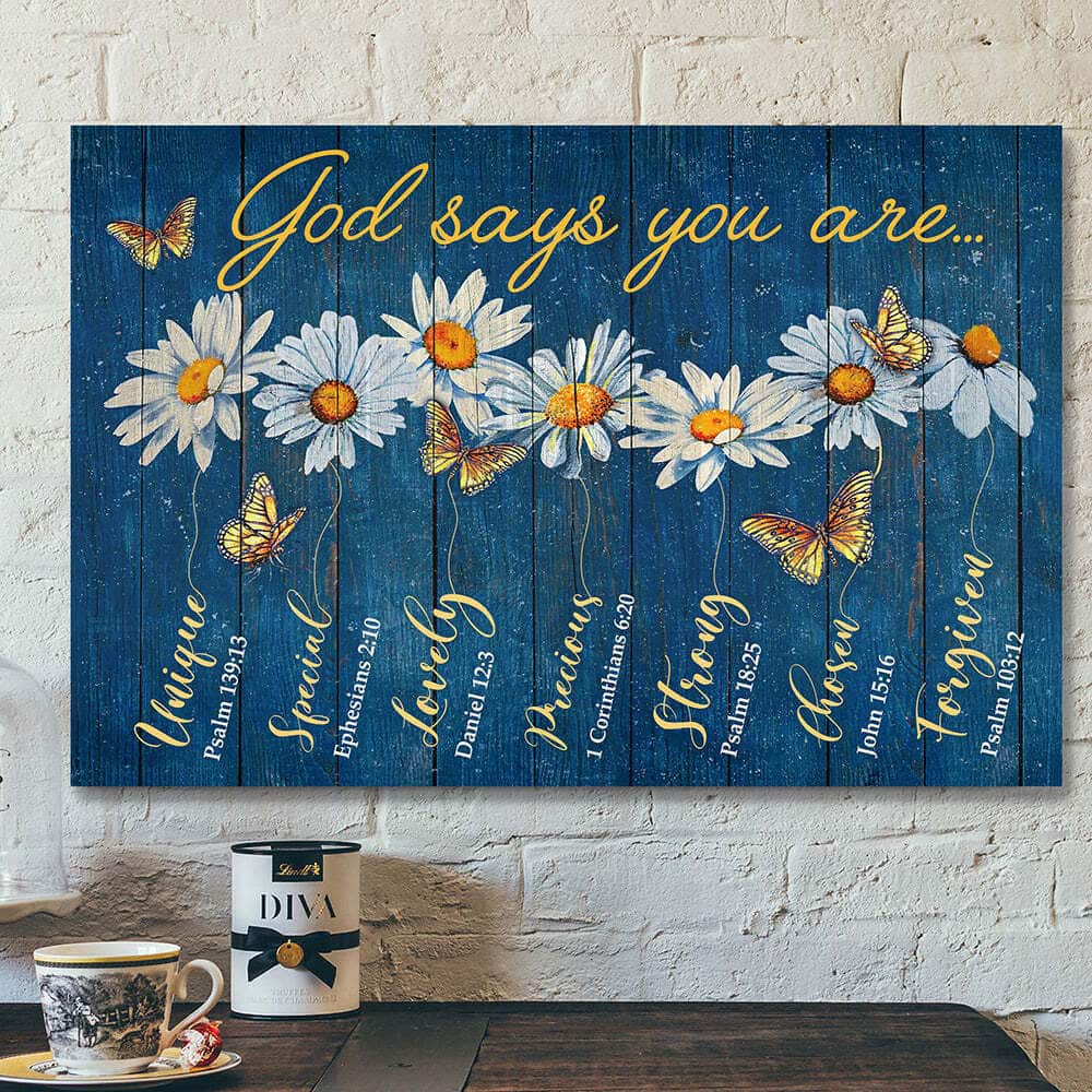 Bible Verse Jesus Scripture God Says You Are Flower Canvas Wall Art Bible Verse Jesus Scripture God Says You Are Flower Canvas Wall Art