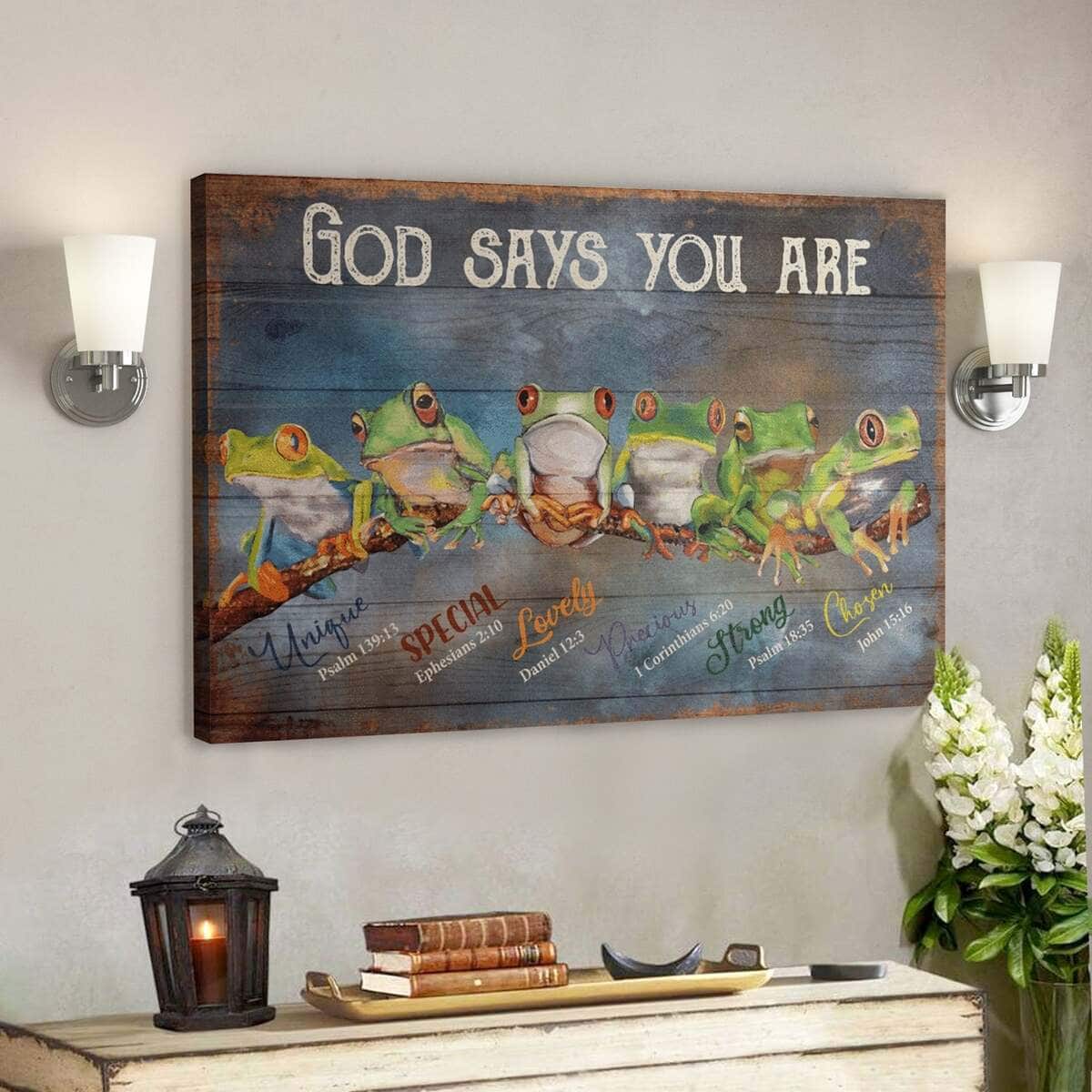Bible Verse Frog God Says You Are Christian Canvas Wall Art Bible Verse Frog God Says You Are Christian Canvas Wall Art