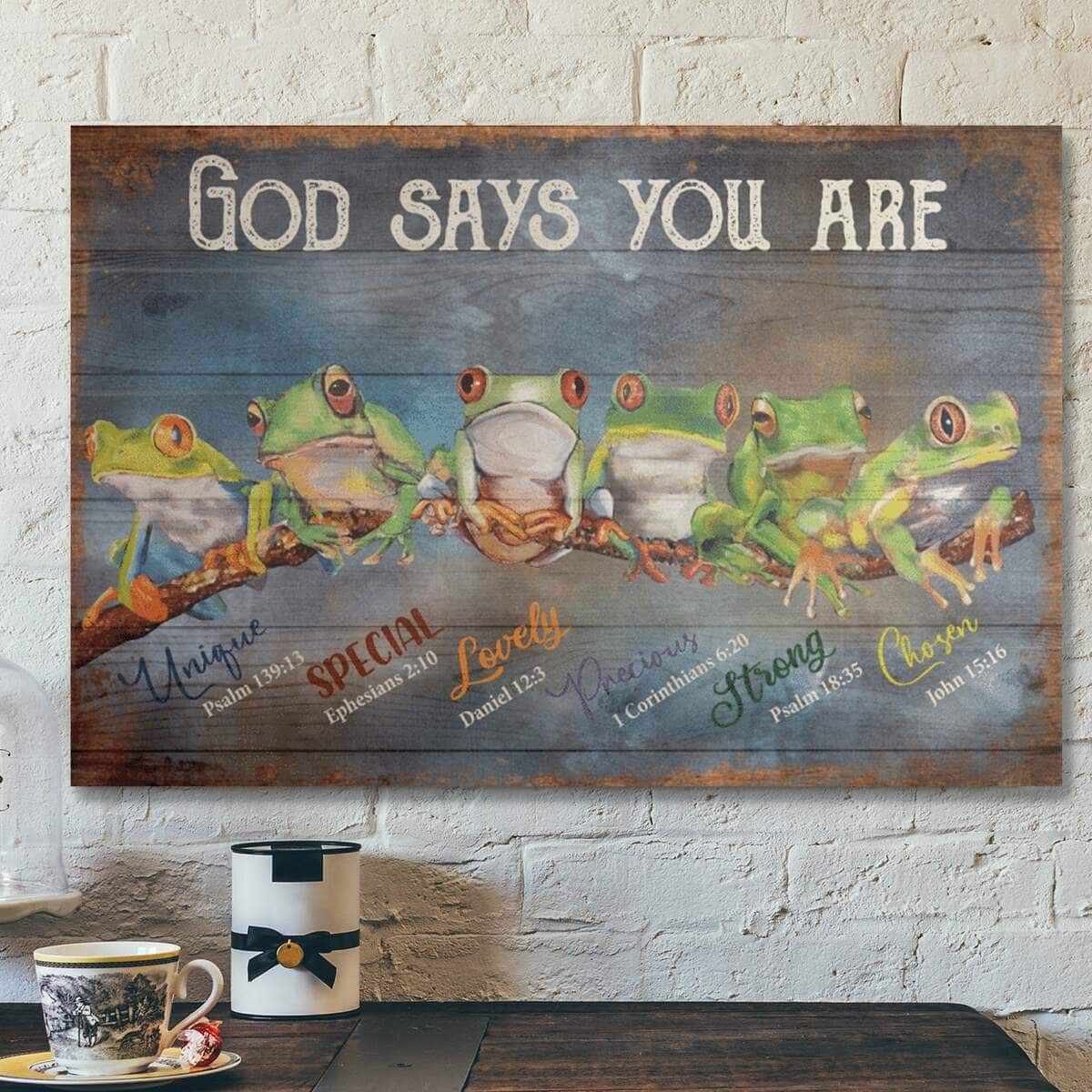 Bible Verse Frog God Says You Are Christian Canvas Wall Art Bible Verse Frog God Says You Are Christian Canvas Wall Art
