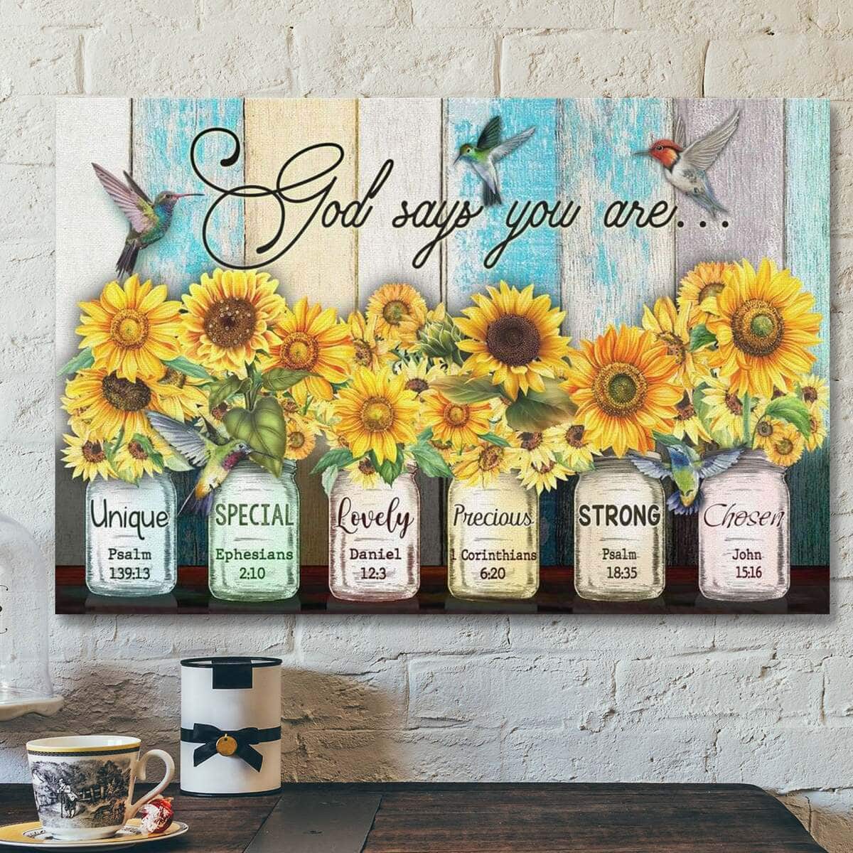 God Jesus God Says You Are Hummingbird Sunflower Christian Canvas Wall Art God Jesus God Says You Are Hummingbird Sunflower Christian Canvas Wall Art