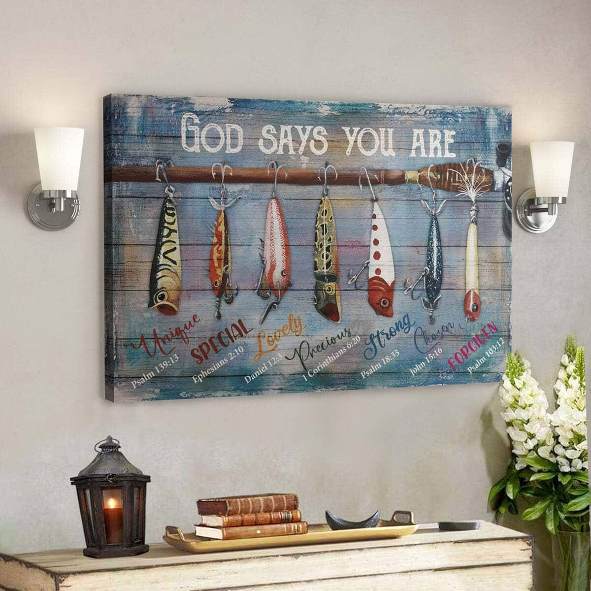 Bible Verse Fishing God Says You Are Christian Canvas Wall Art