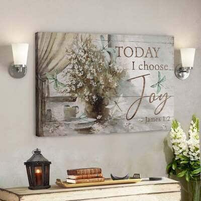 Bible Verse Dragonfly Today I Choose Joy Canvas Wall Art