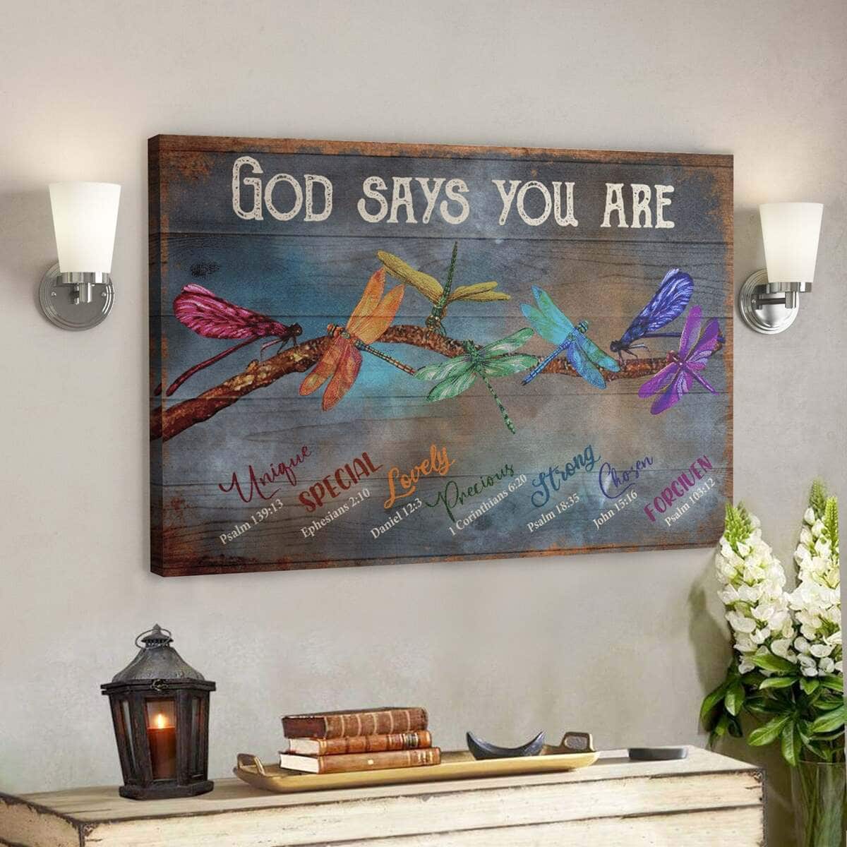Bible Verse Dragonfly God Says You Are Canvas Wall Art Bible Verse Dragonfly God Says You Are Canvas Wall Art