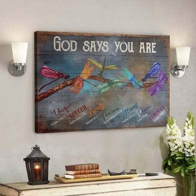 Bible Verse Dragonfly God Says You Are Canvas Wall Art