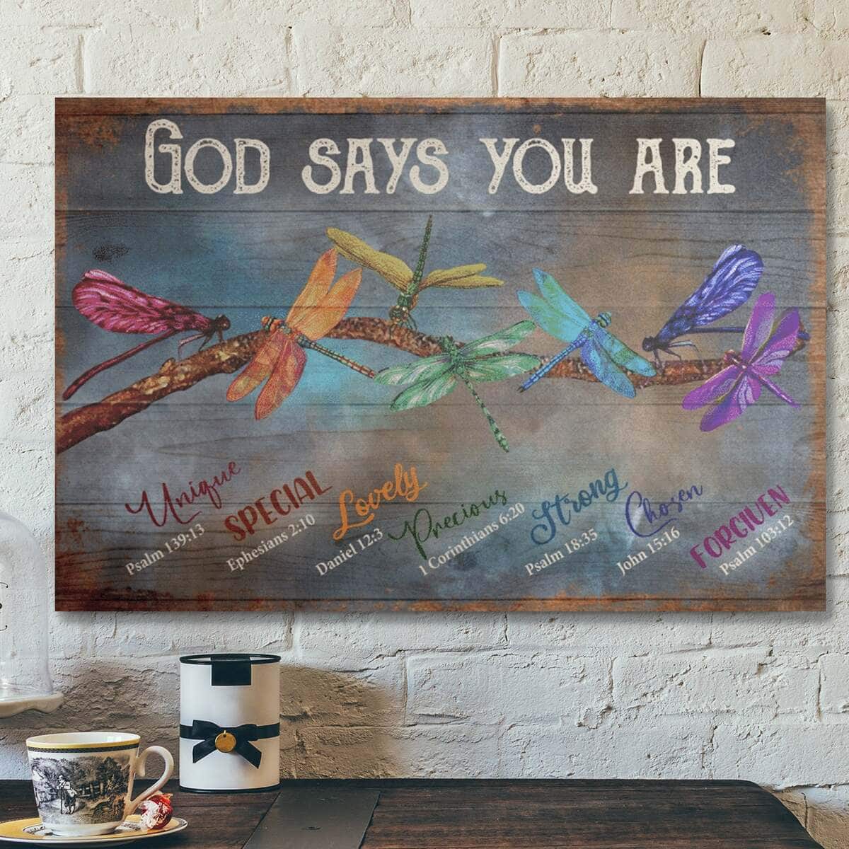 Bible Verse Dragonfly God Says You Are Canvas Wall Art Bible Verse Dragonfly God Says You Are Canvas Wall Art