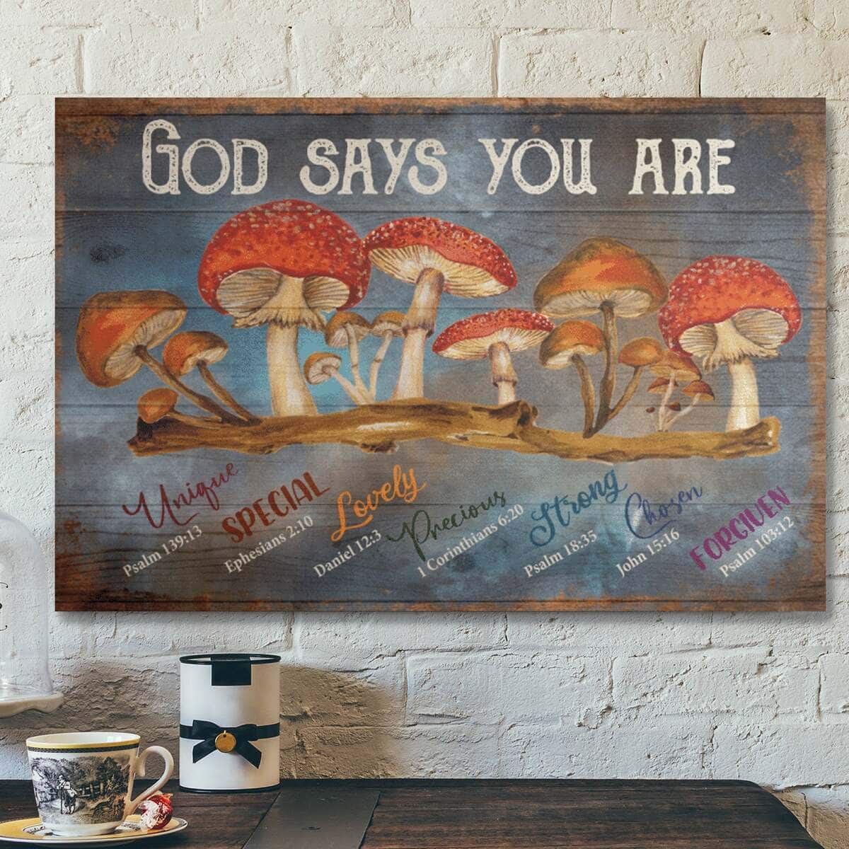 Bible Verse Mushroom God Says You Are Canvas Wall Art Bible Verse Mushroom God Says You Are Canvas Wall Art