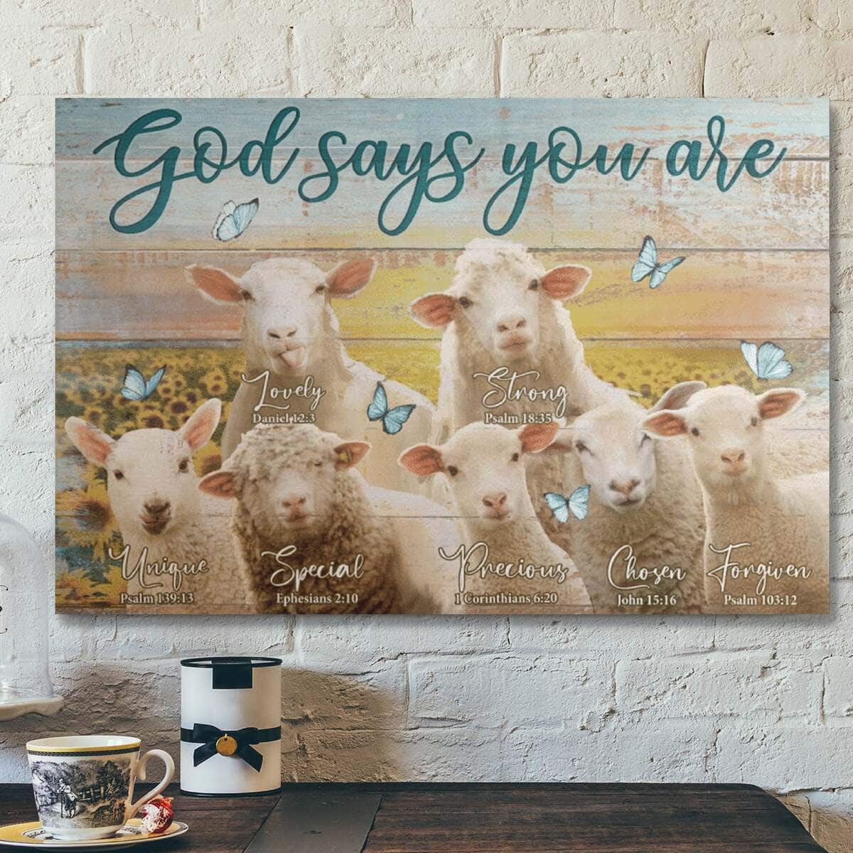 Bible Verse Cute Lamb God Says You Are Chrisitian Canvas Wall Art Bible Verse Cute Lamb God Says You Are Chrisitian Canvas Wall Art