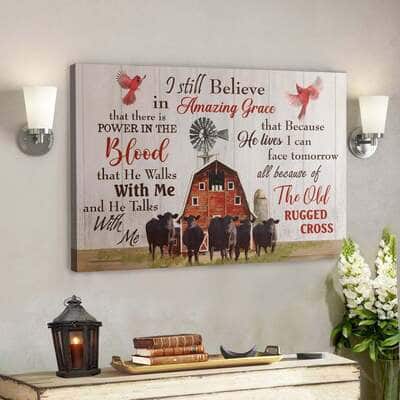 Bible Verse Cow I Still Believe In Amazing Grace Canvas Wall Art