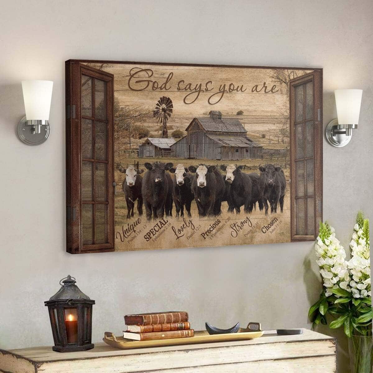 Cow God Christian Says You Are Bible Verse Canvas Wall Art Cow God Christian Says You Are Bible Verse Canvas Wall Art