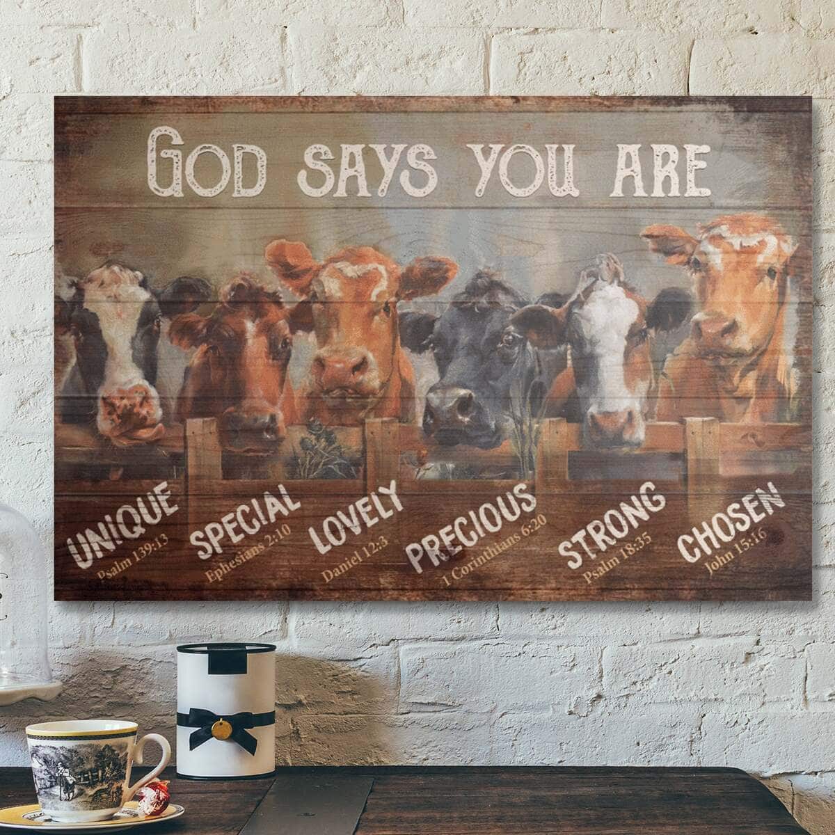 Bible Verse Cow God Says You Are Christian Canvas Wall Art Bible Verse Cow God Says You Are Christian Canvas Wall Art