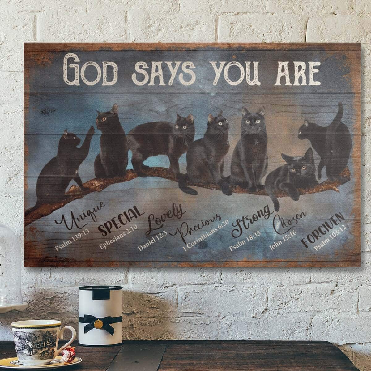 Bible Verse Black Cat God Say You Are Amazing Canvas Wall Art Bible Verse Black Cat God Say You Are Amazing Canvas Wall Art