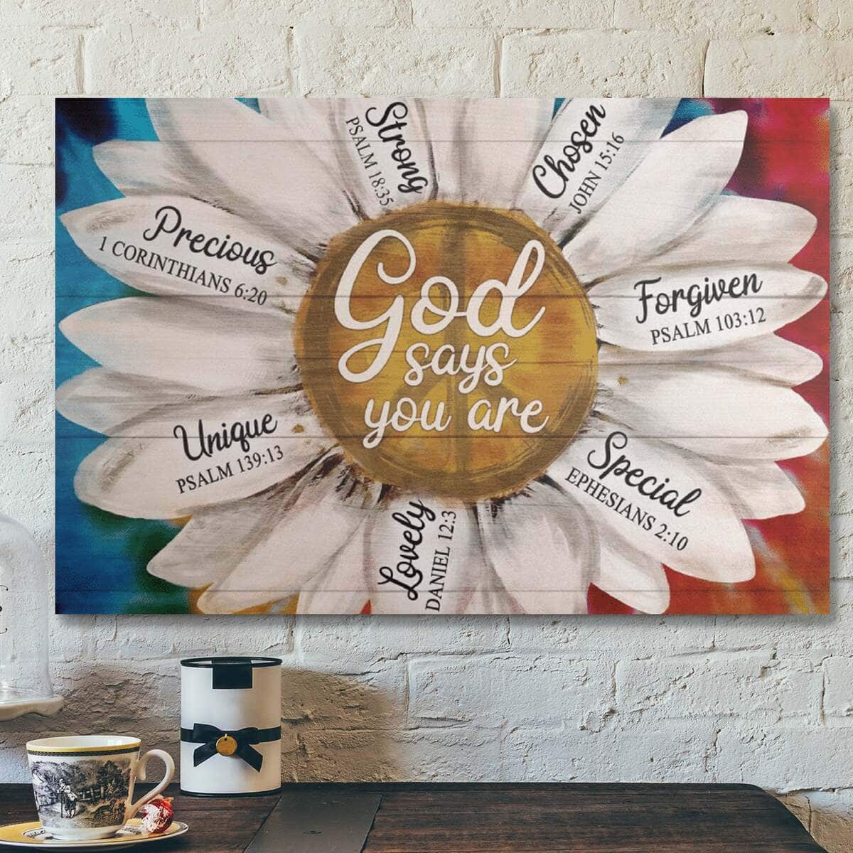 Bible Verse Colorful Daisy God Says You Are Canvas Wall Art Bible Verse Colorful Daisy God Says You Are Canvas Wall Art