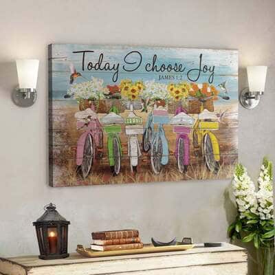 Bible Verse Bicycle Today I Choose Joy Canvas Wall Art