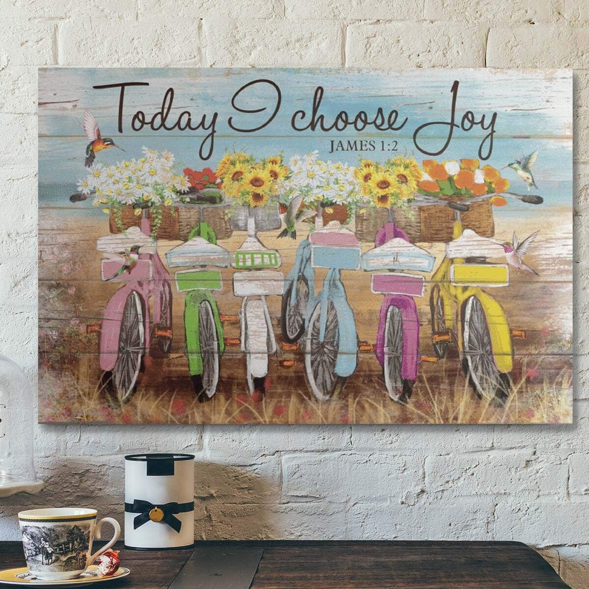 Bible Verse Bicycle Today I Choose Joy Canvas Wall Art Bible Verse Bicycle Today I Choose Joy Canvas Wall Art