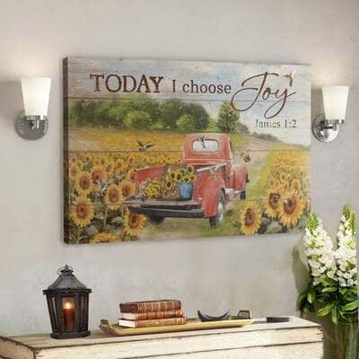 Bible Verse Beautiful Sunflower Road Today I Choose Joy Canvas Wall Art