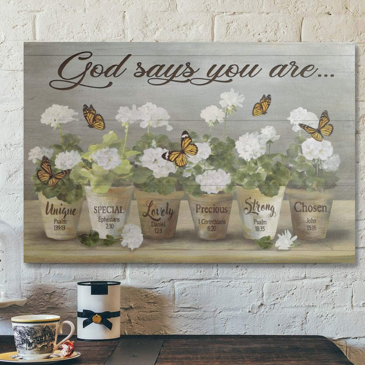 Bible Verse Beautiful Flower And Butterfly God Says You Are Canvas Wall Art Bible Verse Beautiful Flower And Butterfly God Says You Are Canvas Wall Art