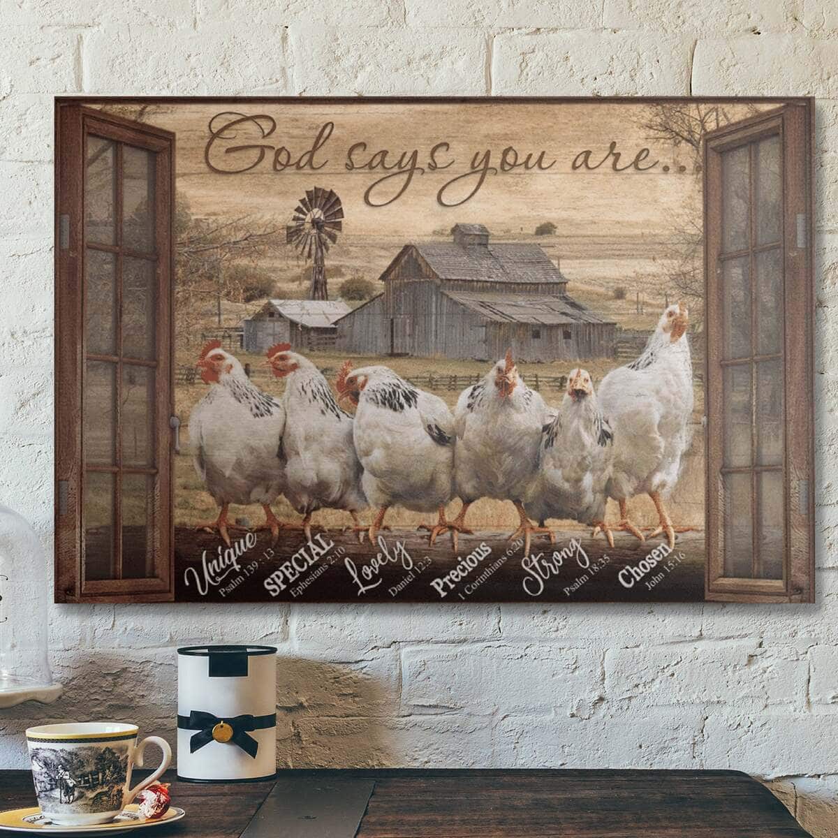 Bible Verse Amazing Chicken God Says You Are Canvas Wall Art Bible Verse Amazing Chicken God Says You Are Canvas Wall Art