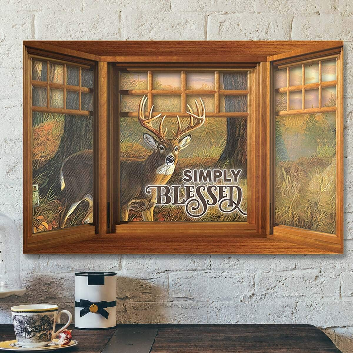 Bible Verse Simply Blessed Scripture Deer Christian Canvas Wall Art