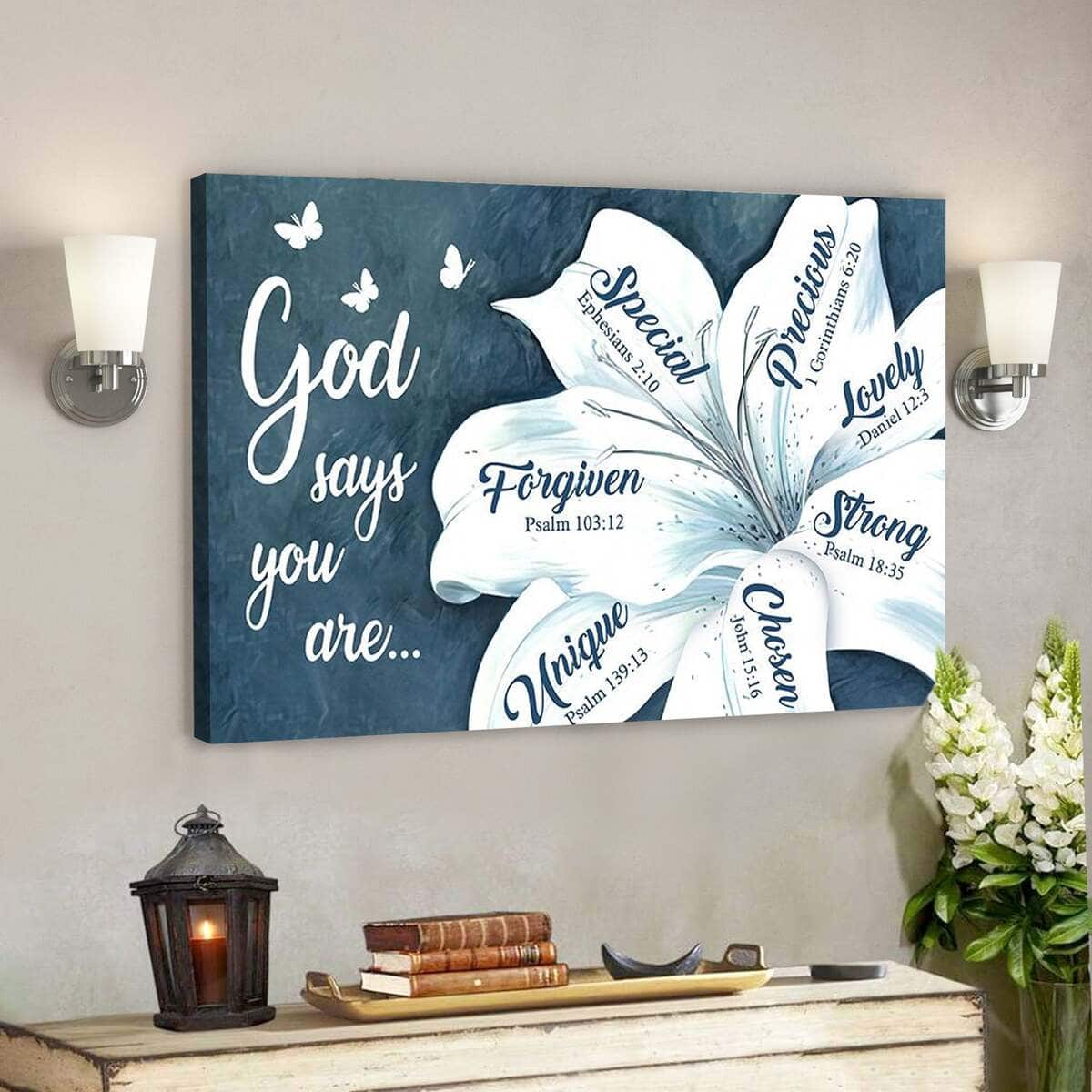 God Bible Verse God Says You Are Unique Beautiful Flower Christian Scripture Canvas Wall Art God Bible Verse God Says You Are Unique Beautiful Flower Christian Scripture Canvas Wall Art