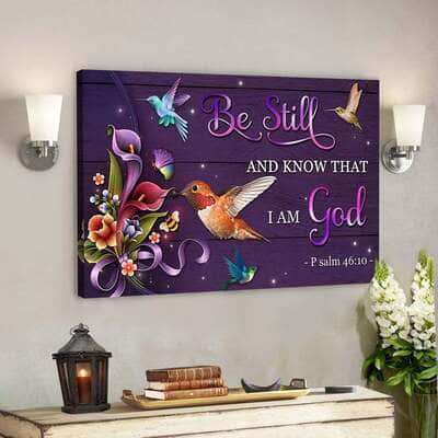 Bible Verse Jesus Art Be Still Hummingbird God Canvas Wall Art