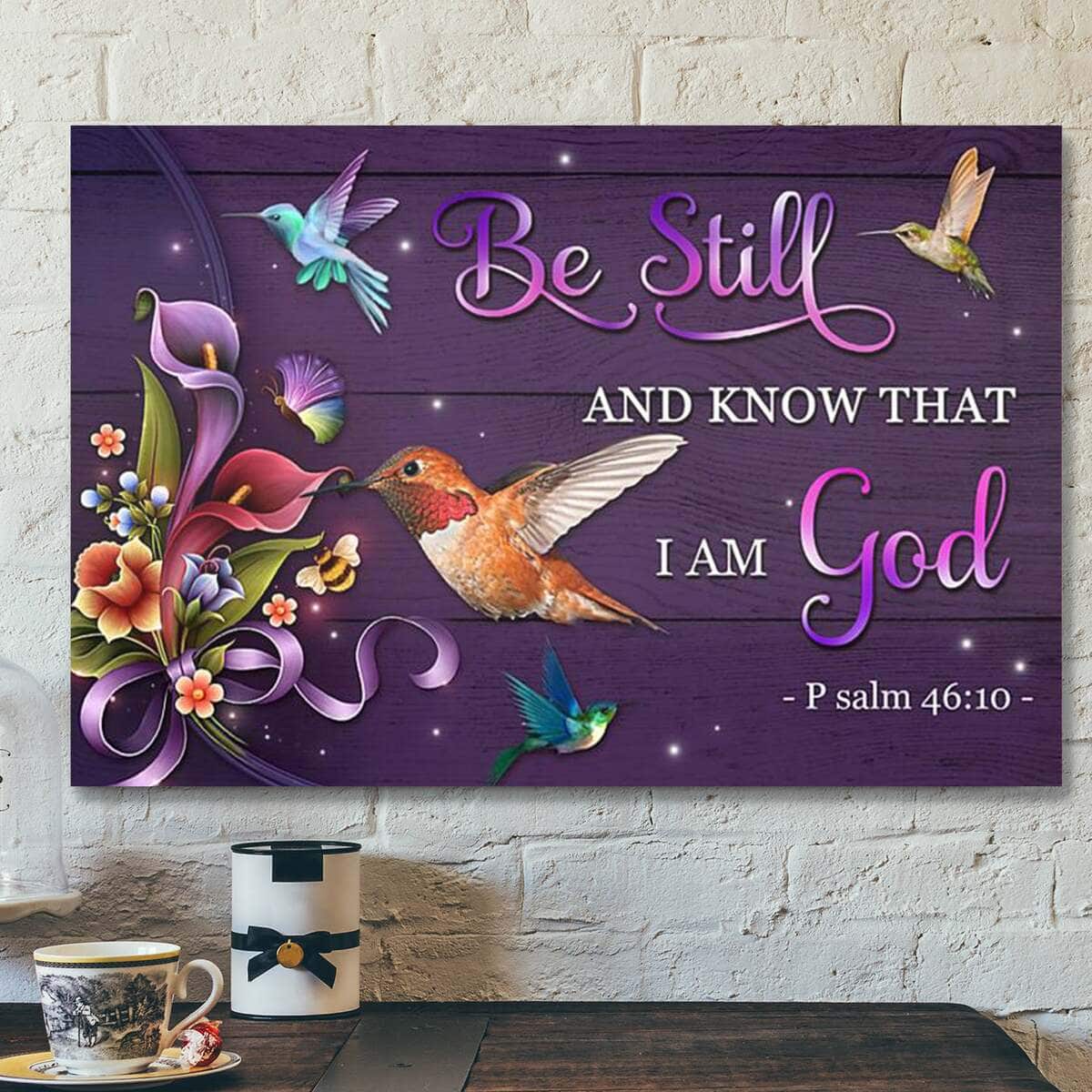 Bible Verse Jesus Art Be Still Hummingbird God Canvas Wall Art